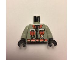 Torso Fire Shirt with 2 Orange Pockets, Small Gauge and Orange Belt Pattern / Light Gray Arms / Black Hands