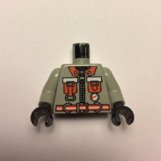 Torso Fire Shirt with 2 Orange Pockets, Small Gauge and Orange Belt Pattern / Light Gray Arms / Black Hands