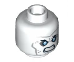 Minifigure, Head Male Angry Black Eyebrows, Blue Eyes, Wrinkles Pattern (Mr. Freeze) - Hollow Stud