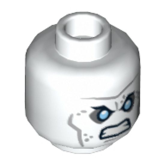 Minifigure, Head Male Angry Black Eyebrows, Blue Eyes, Wrinkles Pattern (Mr. Freeze) - Hollow Stud