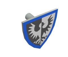 Minifigure, Shield Triangular with Black Falcon and Blue Border Pattern