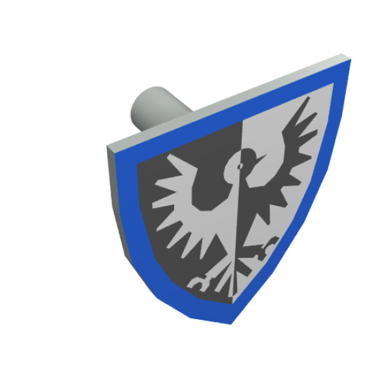 Minifigure, Shield Triangular with Black Falcon and Blue Border Pattern