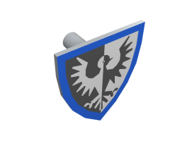 Minifigure, Shield Triangular with Black Falcon and Blue Border Pattern