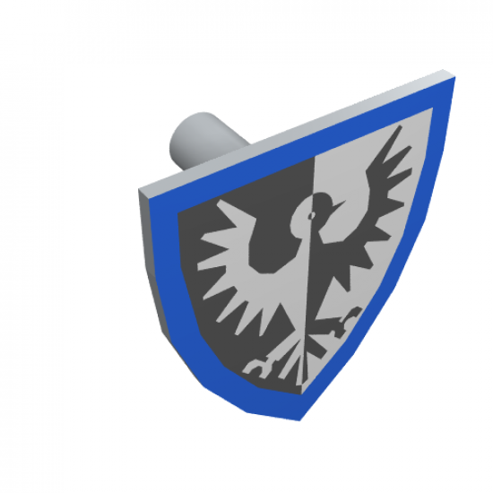 Minifigure, Shield Triangular with Black Falcon and Blue Border Pattern