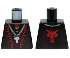 Torso Castle Dragon Wizard with Lace-up Shirt, Red Trim and Silver Dragon Head Chain Pattern