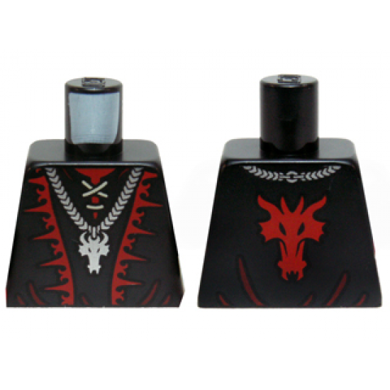 Torso Castle Dragon Wizard with Lace-up Shirt, Red Trim and Silver Dragon Head Chain Pattern