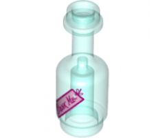 Minifigure, Utensil Bottle with Bright Pink Label with 'DRINK ME' Pattern
