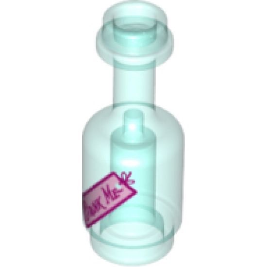 Minifigure, Utensil Bottle with Bright Pink Label with 'DRINK ME' Pattern