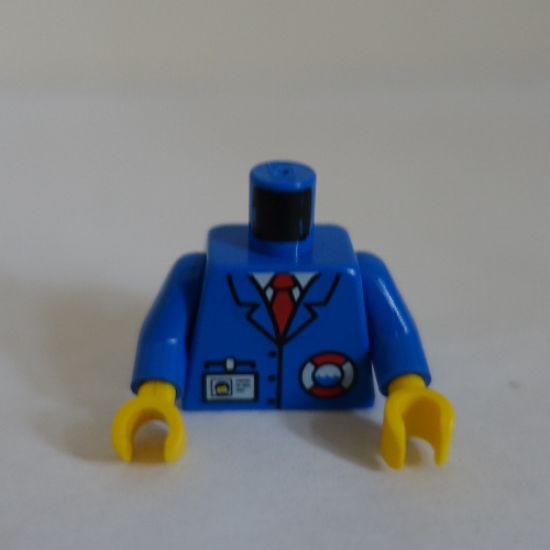 Torso Rescue Coast Guard Logo, Name Tag, Blue Collar, Red Tie Pattern / Blue Arms / Yellow Hands