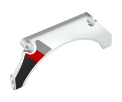 Technic, Panel Car Mudguard Arched 13 x 2 x 5 with Black, Red and Gray Diagonal Stripes Pattern Model Back Right Side