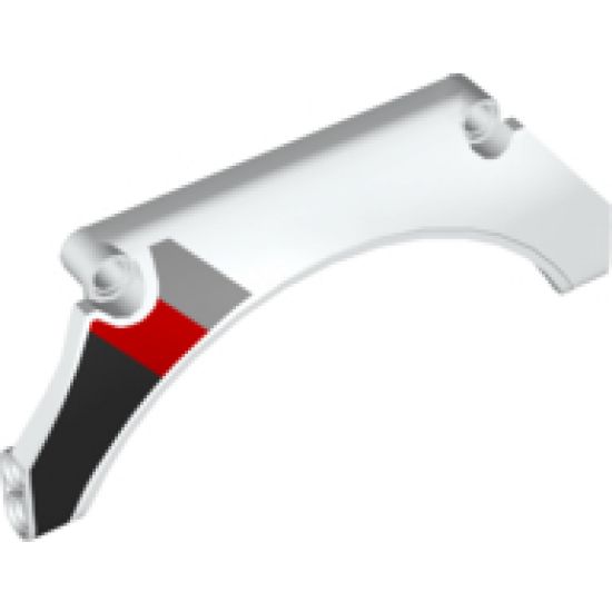 Technic, Panel Car Mudguard Arched 13 x 2 x 5 with Black, Red and Gray Diagonal Stripes Pattern Model Back Right Side