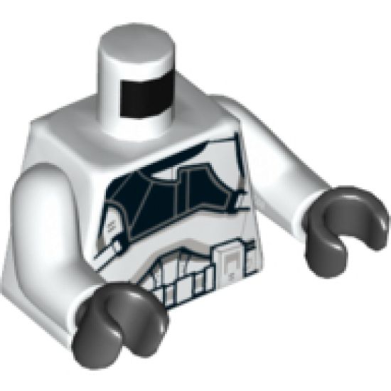 Torso SW Armor Clone Trooper Gunner with Black Pauldron Pattern / White Arms / Black Hands