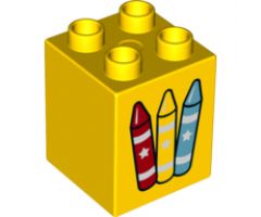 Duplo, Brick 2 x 2 x 2 with Crayons Pattern