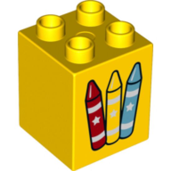 Duplo, Brick 2 x 2 x 2 with Crayons Pattern