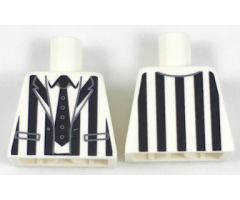 Torso Suit Jacket with Black Vertical Stripes Thick and Black Tie Pattern