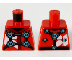 Torso Tunic, Dark Red Hems, Black Straps and Medium Azure Circles Pattern