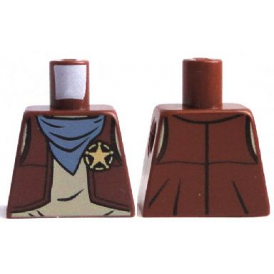 Torso Western Vest with Star Badge and Blue Bandana Pattern