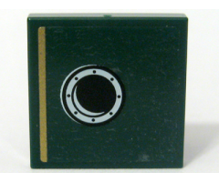 Tile 2 x 2 with Gold Stripe and Porthole Pattern Model Right Side, Left Panel (Sticker) - Set 10194