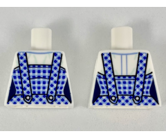 Torso Female with Dark Blue and Bright Light Blue Gingham Dress Pattern