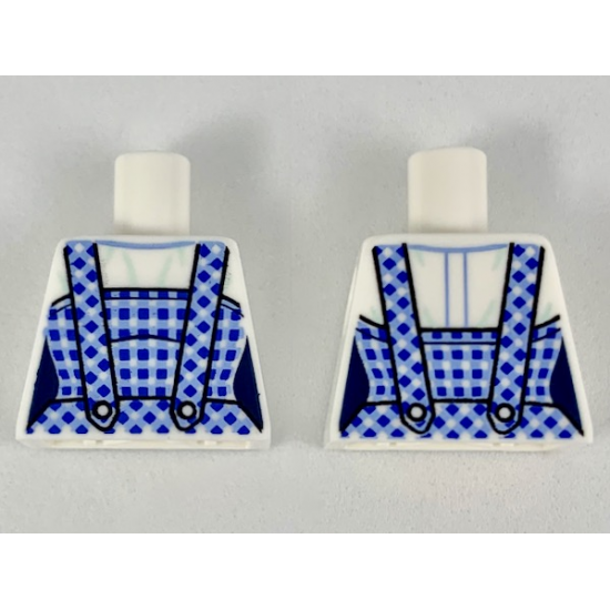 Torso Female with Dark Blue and Bright Light Blue Gingham Dress Pattern