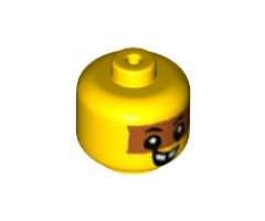 Minifigure, Head Baby / Toddler with Neck, Black Eyes, White Pupils, Medium Nougat Band and Smile with Teeth Pattern