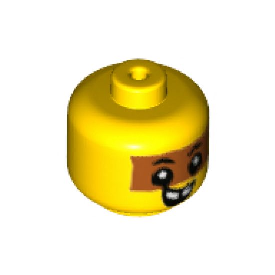 Minifigure, Head Baby / Toddler with Neck, Black Eyes, White Pupils, Medium Nougat Band and Smile with Teeth Pattern