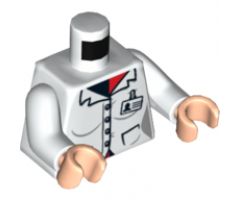 Torso Batman Female Lab Coat with 4 Buttons and ID Badge Pattern / White Arms / Light Nougat Hands