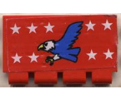 Hinge Train Gate 2 x 4 with White Stars and Blue Eagle Pattern (Sticker) - Set 6345