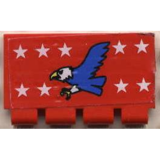 Hinge Train Gate 2 x 4 with White Stars and Blue Eagle Pattern (Sticker) - Set 6345