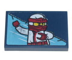 Tile 2 x 3 with White and Red Ninja Video Arcade Game Sign Pattern Model Right Side (Sticker) - Set 71741