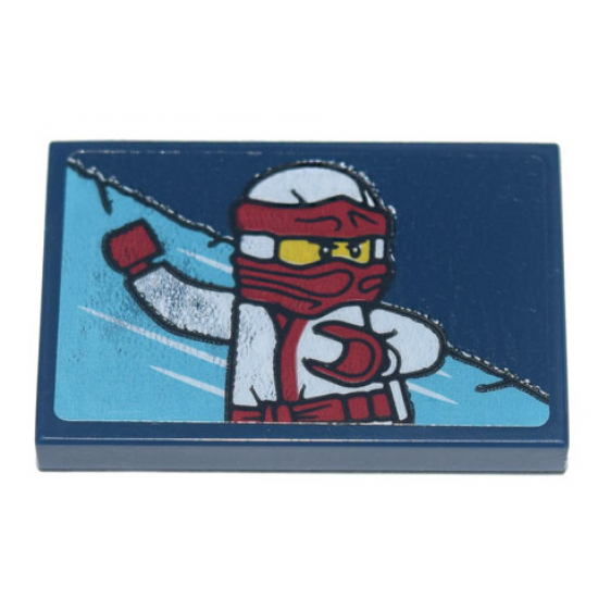 Tile 2 x 3 with White and Red Ninja Video Arcade Game Sign Pattern Model Right Side (Sticker) - Set 71741
