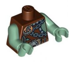 Torso Castle Fantasy Era Armor with Troll Skull Badge and Chains Pattern / Sand Green Arms / Sand Green Hands