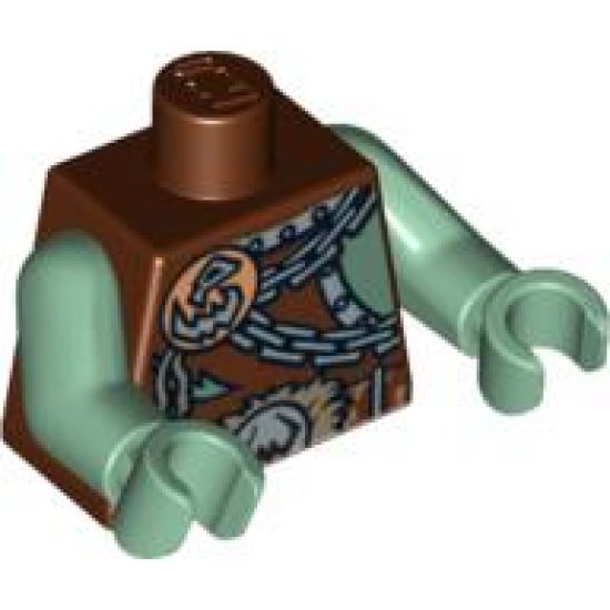 Torso Castle Fantasy Era Armor with Troll Skull Badge and Chains Pattern / Sand Green Arms / Sand Green Hands