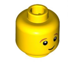 Minifigure, Head Dark Orange Eyebrows, White Pupils, Crooked Smile and Chin Dimple Pattern - Hollow Stud