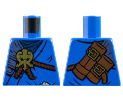 Torso Ninjago Brown Rope, Gold Medallion and Silver Armor Front, Scabbards on Back Pattern
