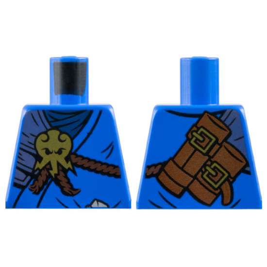 Torso Ninjago Brown Rope, Gold Medallion and Silver Armor Front, Scabbards on Back Pattern