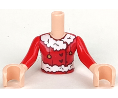 Mini Doll, Torso Friends Girl Dark Red Top with Lace and Hearts Pattern, Light Nougat Arms with Hands with Red Sleeves