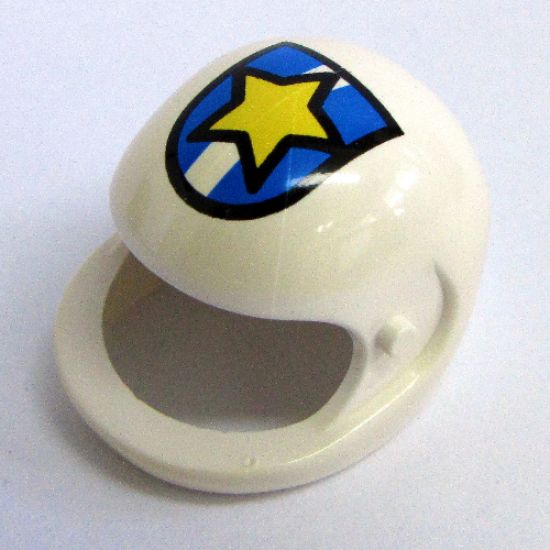 Technic, Figure Accessory Helmet with Police Yellow Star on Blue / White Shield Pattern