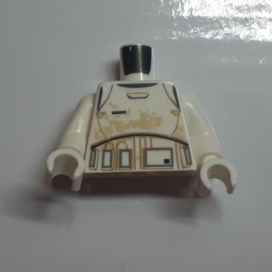 Torso SW Armor Stormtrooper Ep. 7 with Black, Gray and Dark Tan Lines and Tan Dirt Stains Pattern / White Arms / White Hands