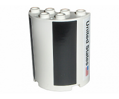Cylinder Half 2 x 4 x 4 with Black Sections and 'United States' Pattern (Stickers) - Set 7468