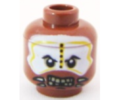 Minifigure, Head PotC Cannibal White and Yellow Face Paint Pattern - Blocked Open Stud