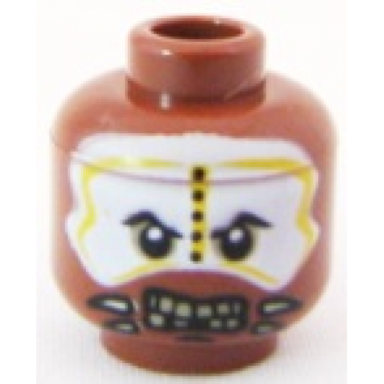 Minifigure, Head PotC Cannibal White and Yellow Face Paint Pattern - Blocked Open Stud