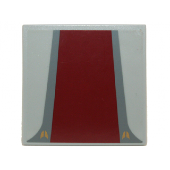 Tile 6 x 6 with Dark Red Rectangle with Dark Bluish Gray Edges Pattern (Sticker) - Set 8039