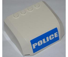 Windscreen 5 x 6 x 2 Curved Top Canopy with 4 Studs with White 'POLICE' on Blue Background Pattern (Sticker) - Set 7288