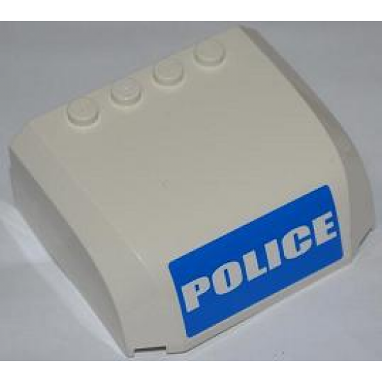 Windscreen 5 x 6 x 2 Curved Top Canopy with 4 Studs with White 'POLICE' on Blue Background Pattern (Sticker) - Set 7288