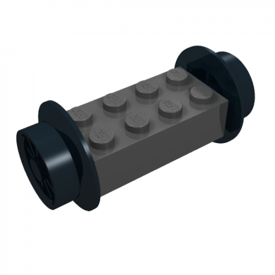 Wheel Brick, Modified 2 x 4 with Wheels, Train Spoked Small (23mm D.) Black Wheels and Pins