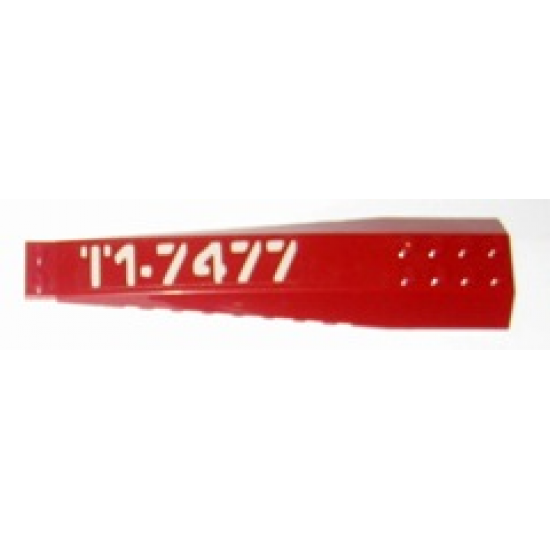Wedge 16 x 4 Triple Curved with White 'T1-7477' Right Side Pattern (Sticker) - Sets 7298 / 7477