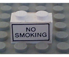Brick 1 x 2 with 'NO SMOKING' Pattern on Both Sides (Stickers) - Set 6375-2