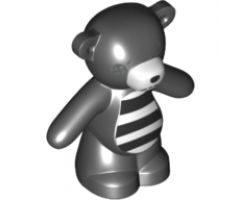 Teddy Bear with Dark Bluish Gray Button Eye and White Muzzle and Striped Stomach Pattern
