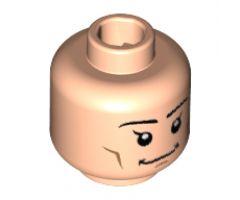 Minifigure, Head Black Eyebrows and Eyes with Single Eyelashes, Broad Grin Pattern - Hollow Stud